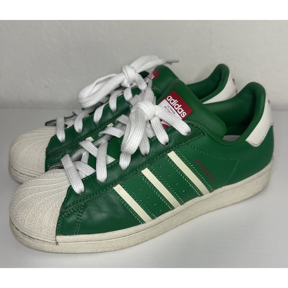 ADIDAS ORIGINALS SUPERSTAR J (GS) LOW-TOP GREEN OFF-WHITE SNEAKER HQ9959 SZ: 5.5